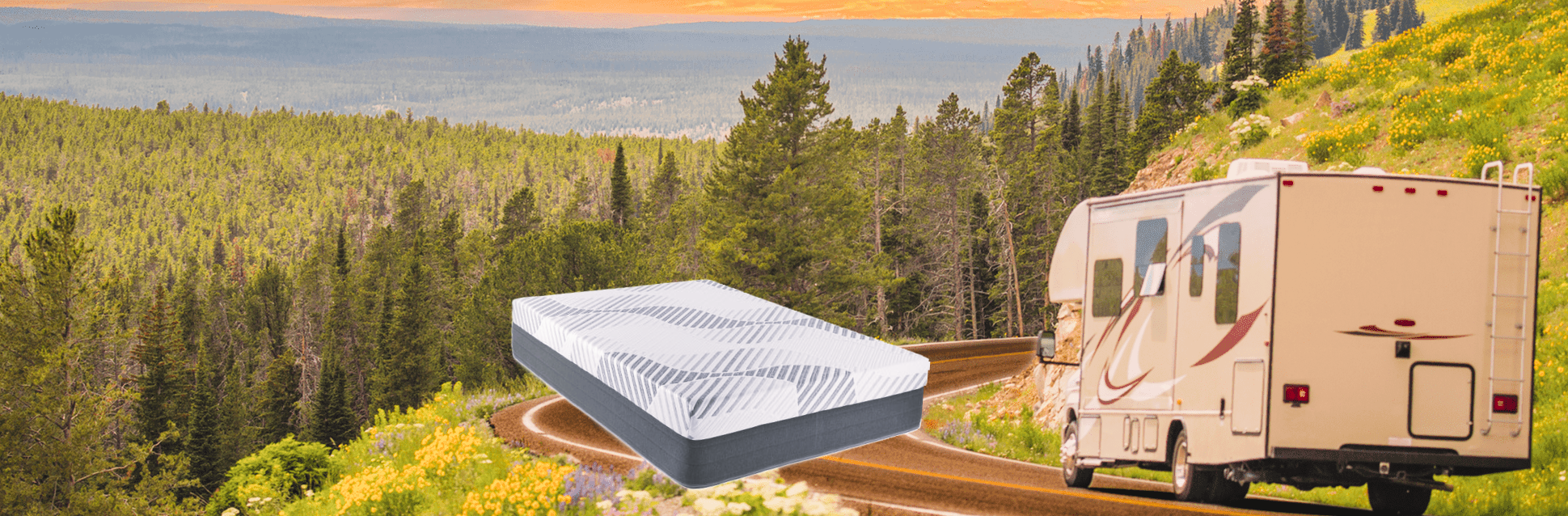 RV Mattress beside RV.